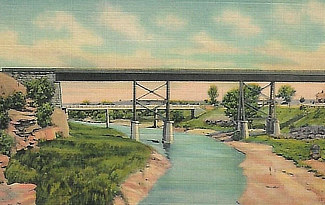 Two bridges over the Pecos River in Santa Rosa, New Mexico